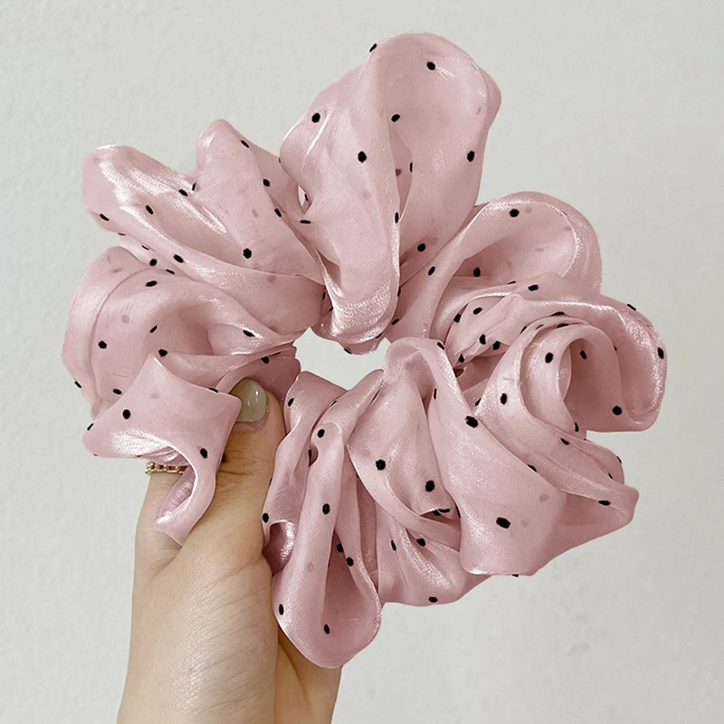 ladies headband Oversized Scrunchie Korea Large Organza Dot Hair Scrunchies Women Elastic Hair Bands Headwear Chiffon Ponytail Holder Hair Rope hairclips