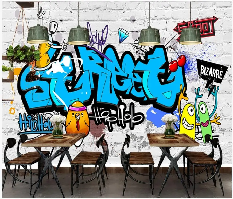 

WDBH 3d photo wallpaper custom mural European and American street graffiti KTV bar background home decor living room wall paper