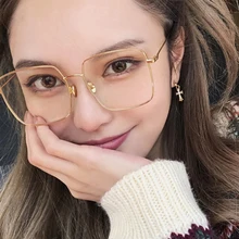 Корейские модные квадратные женские очки прозрачные новые негабаритные очки оправы прозрачные очки поддельные очки