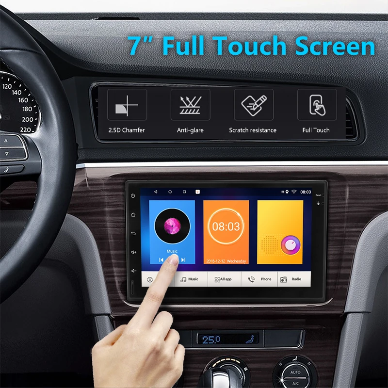 Perfect Jansite 7" 2 din Car Radio MP5 Android 8.1 player HD 1080P Digital Touch screen mirror + Bluetooth Car Stereo with microphone 2