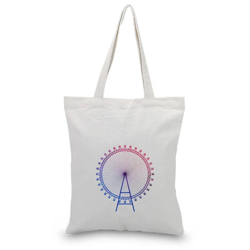 Мультяшные строительные сумки холщовые сумки текст DIY handbagbag печать индивидуальный логотип для печати ежедневного использования Складные Покупки многоразовые