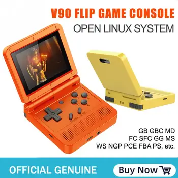 

v90 3-inch IPS screen Flip Handheld console dual open system game console 16 simulators retro PS1 kids gift 3D new game