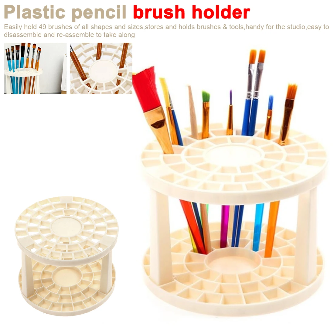 

49 Holes Plastic Pencil Brush Holder Desk Stand Organizer Holder for Pens Paint Brushes Colored Pencils Markers Art