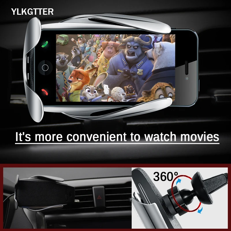 YLKGTTER Автоматическая Индукционная зарядная станция для телефона для iPhone XR 8 Plus xiaomi mi note 10 mi 9 автомобильное зарядное устройство держатель QI соглашение