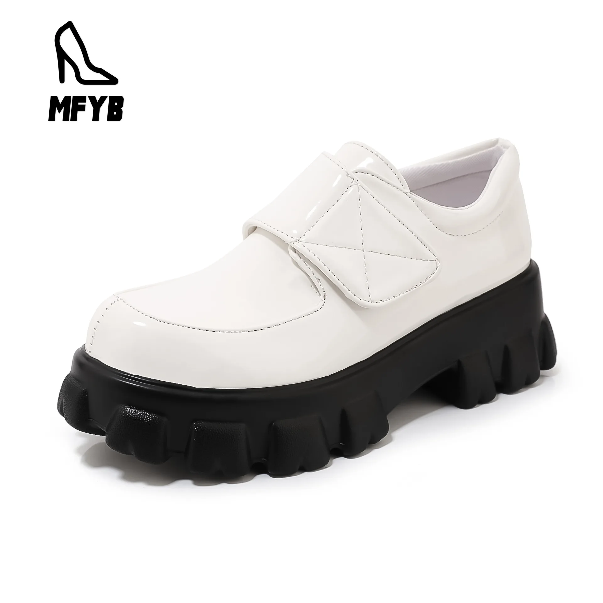 

MFYB Women's single shoes 2020 new waterproof platform high heel women's shoes 35-43 large size round head casual shoes