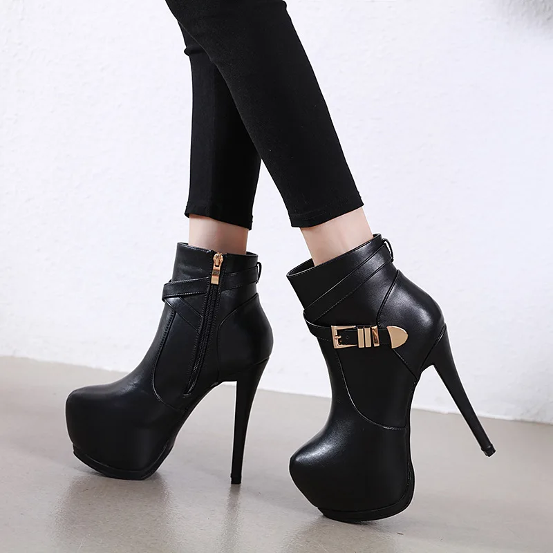 

High Heel Boots Booties Ladies Brand Women's Shoes Clogs Platform Lace Up Bootee Woman 2019 Round Toe Low Heels booties