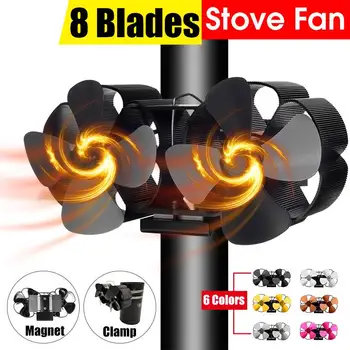 

Mounted Dual Head 4 Blade Heat Powered Stove Fan komin Log Wood Burner Eco Friendly Quiet Fan Home Efficient Heat Distribution
