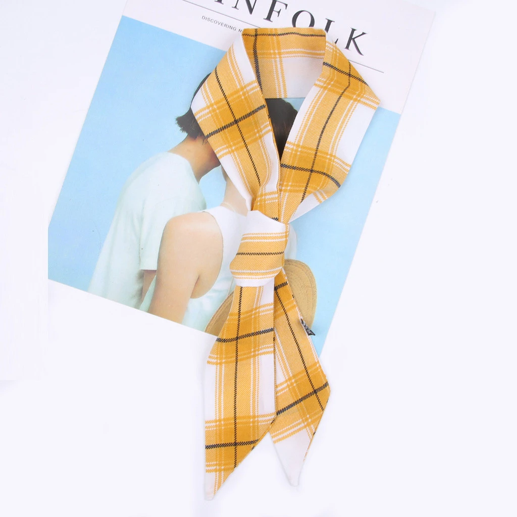 Fashion Women Square Scarf All-match Wraps Elegant Small Vintage Skinny Paid Spring Summer Head Neck Hair Tie Neckerchief 919