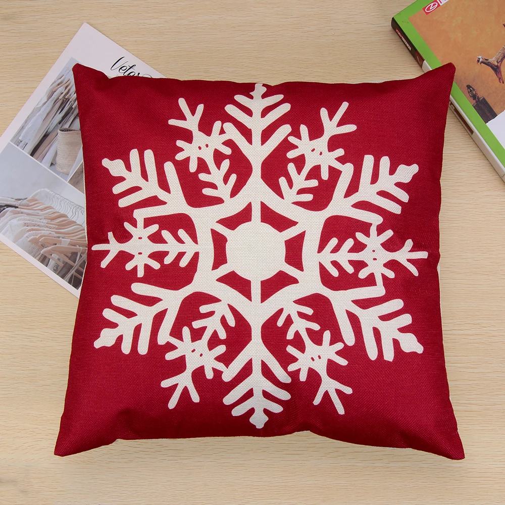 1PC 18"x18" Printed Merry Christmas Pillow Cases Flax Pillowcase Cushion Cover Xmas Gifts Living Room Sofa Decorative Supplies