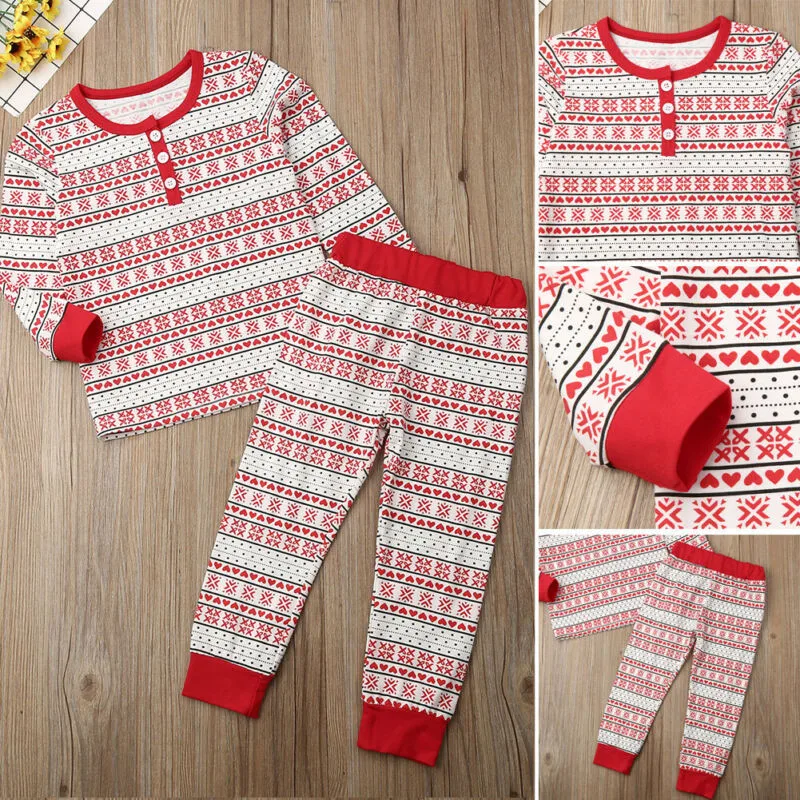 Полосатая домашняя одежда для маленьких мальчиков и девочек осенняя одежда с длинными рукавами и принтом Рождественская Пижама Новогодняя одежда для сна