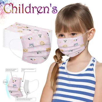 

50PC Children's mask Disposable Anti-Dust Three-layer Nonwove Mask Face Mask 3Ply Ear Loop safe Protective masks Mascara