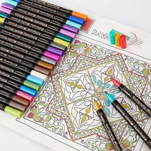 

12/24Color Dual Tip Metallic Marker Pen Set Art Painting Markers for Graffiti Black Cardboard DIY Photo Album Glass Card Making