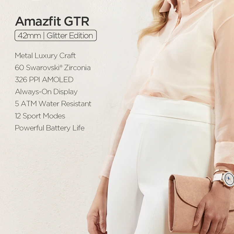 Stock Glitter Edition New Amazfit Gtr 42Mm Smart Watch 5Atm Smartwatch 12Days Battery Music Cont-4
