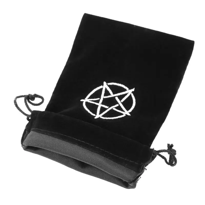 Velvet Pentagram Tarot Storage Bag Board Game Card Embroidery Drawstring Package G8TD