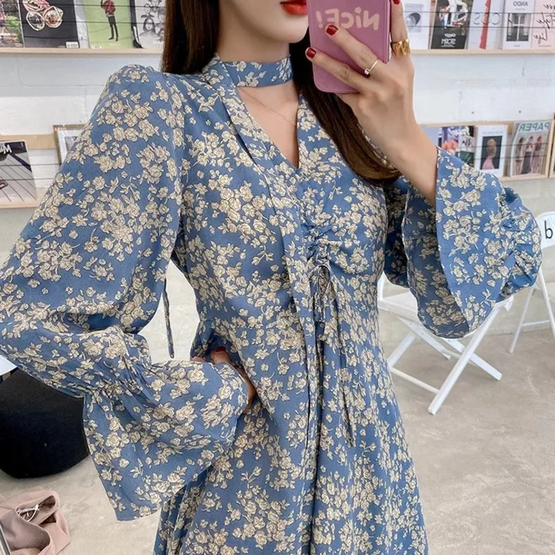 2020 New Autumn Female Chiffon Long Dress Women Long Sleeve Holiday Boho Beach Dress Vintage Floral Print Party Vestidos Robe 2020 New Autumn Female Chiffon Long Dress Women Long Sleeve Holiday Boho Beach Dress Vintage Floral Print Party Vestidos Robe