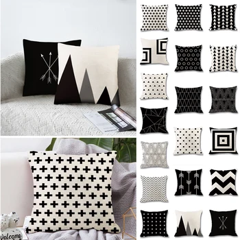 

Black and White Pillow Decorative Geometric Cushion Covers Pillowcase for Sofa bed office Polyester 45*45 Throw Pillow Covers