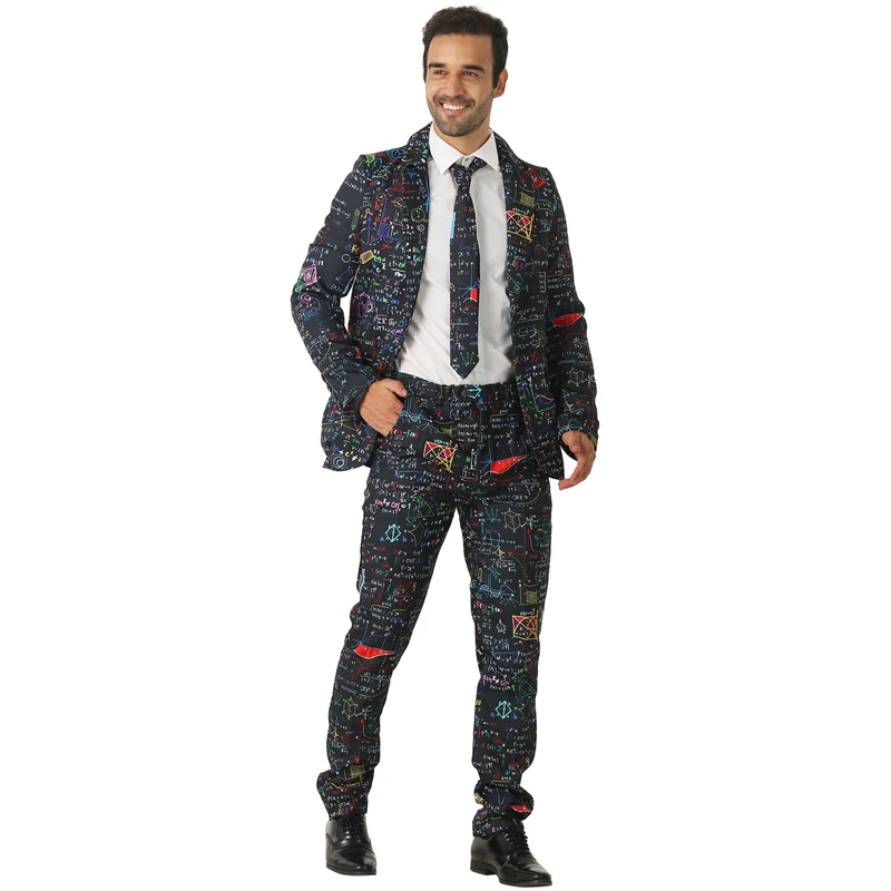 Новинка; многоцветные костюмы для косплея на Хэллоуин; куртка для рождественской вечеринки; мужской блейзер с формулой математики