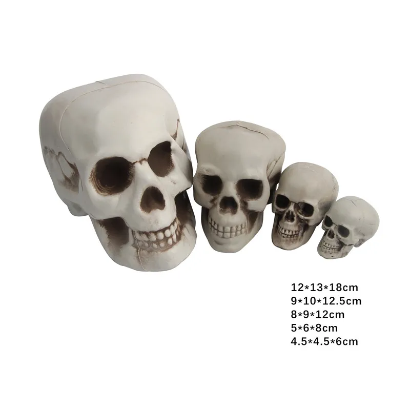 

Halloween Decorative Artificial Skull Head Model Horror Prop Plastic Skull Head DIY Party Decorations Coffee Bars Ornament