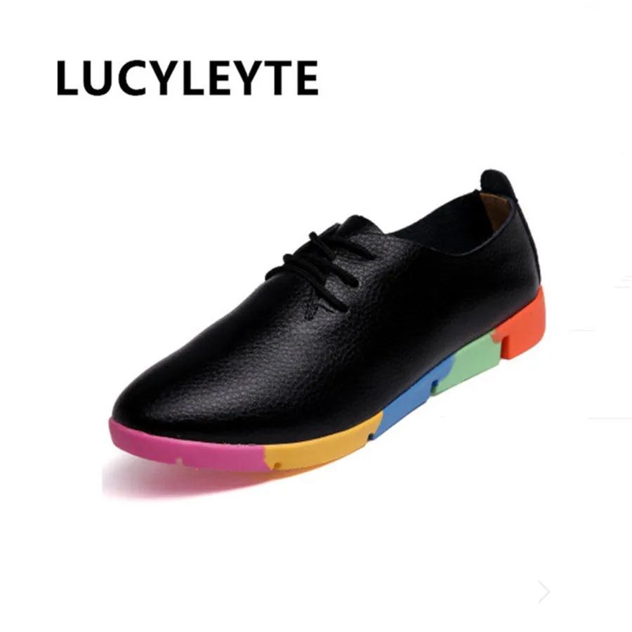 LUCYLEYTE/женские туфли-оксфорды из спилка с острым носком Повседневная обувь для