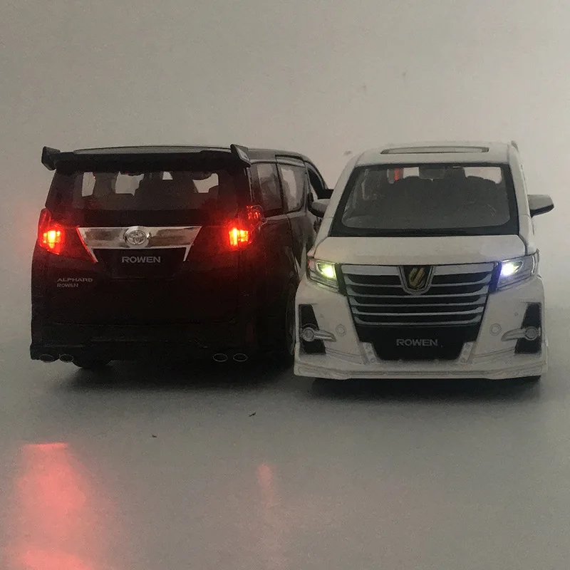 1:32 модель автомобиля Toyota Alphard MPV из сплава, модель автомобиля 4, открытая дверь со звуком, светильник, детские игрушки