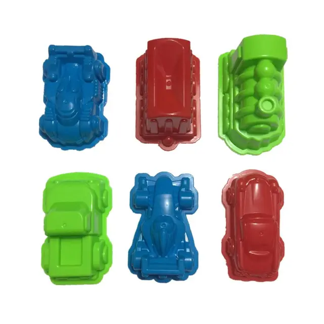 6 Pcs Car Suit Power Playing Sand Molds Space Playing Sand Car Molds Puzzle Beach Toy Kit 4