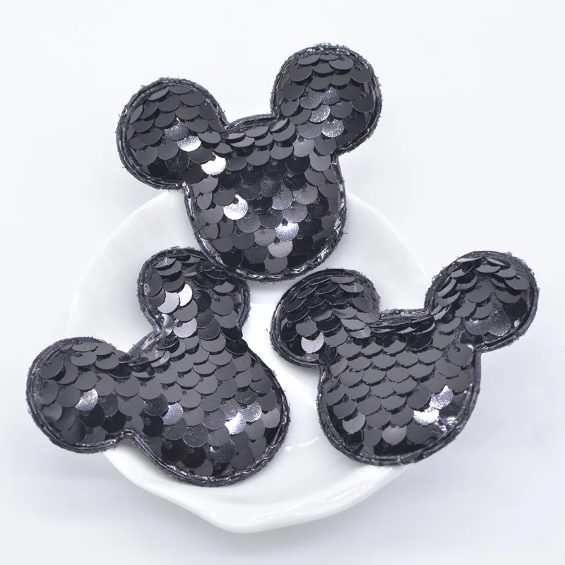 16Pcs/lot Glitter Sequins Black Mouse Padded Patches Appliques for DIY Crafts Clothes Hats Hairpin Decor Accessories C20 | Дом и сад