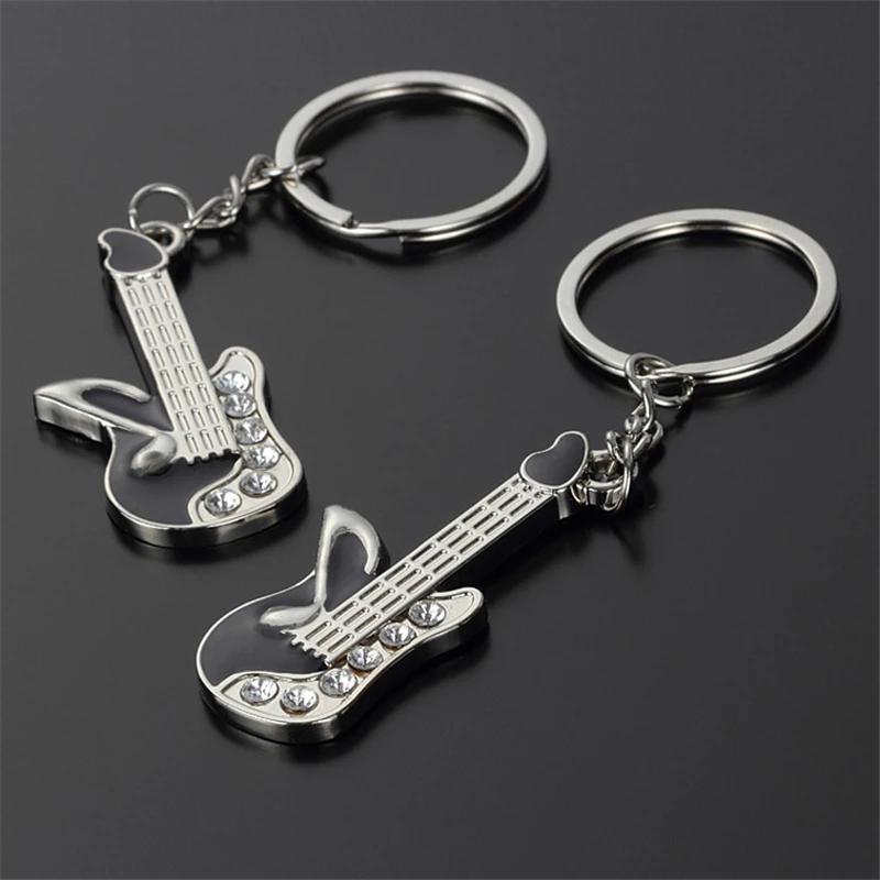 Exquisite and Beautiful Gifts Electronic Small Guitar Keychain Set Auger Crystal Musical Instrument Model Gift Key Chain | Украшения и