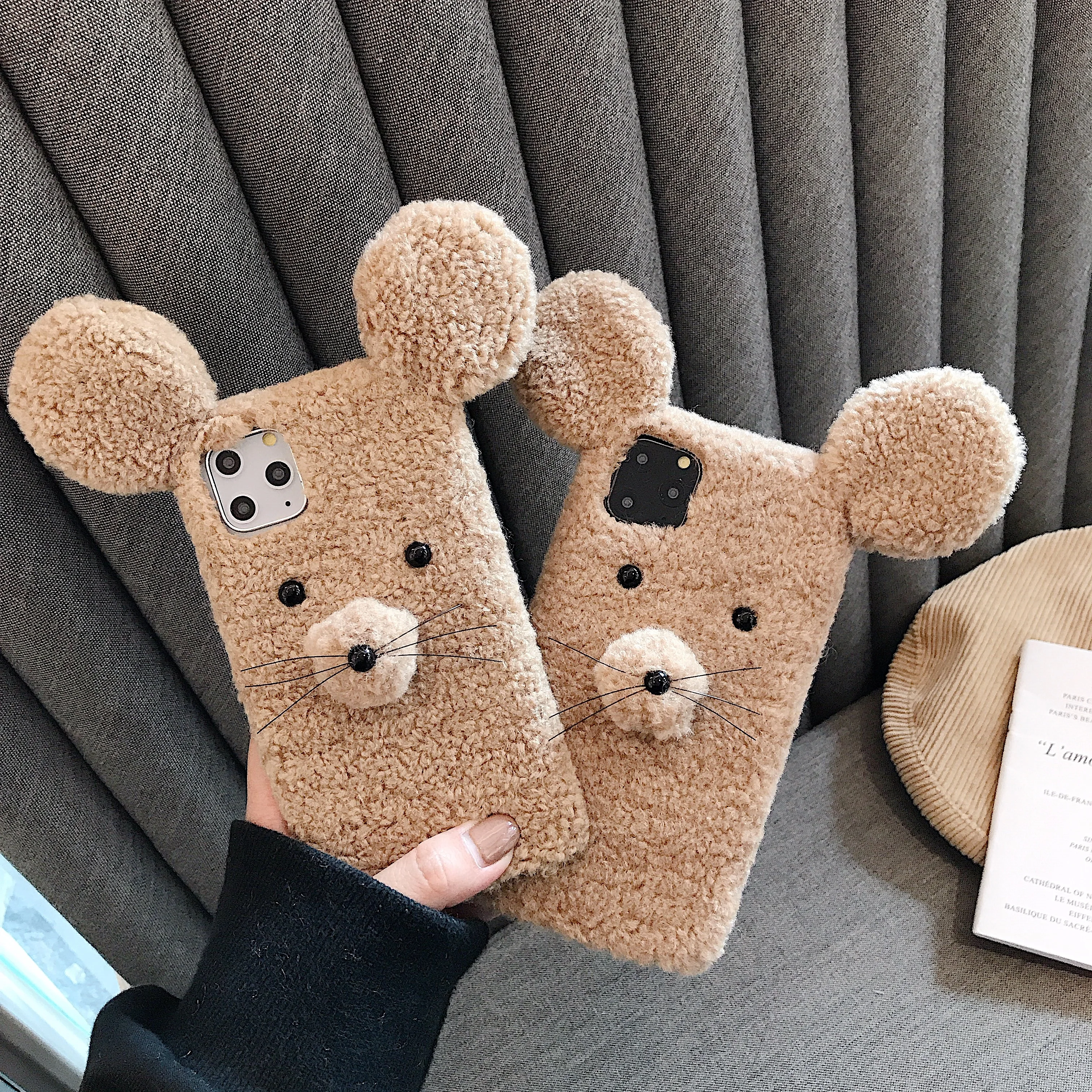 ORYKSZ 3D пушистые плюшевые теплые чехлы для телефонов с мышкой iPhone 11 Pro Max 6 6S 7 8 Plus X XS XR