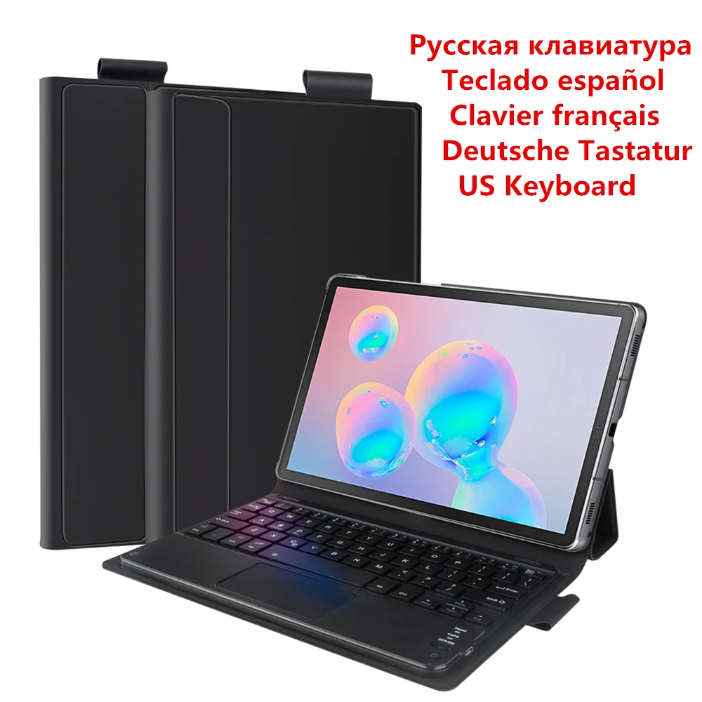 Цена Чехол с клавиатурой US RU SPA GER FR для samsung Galaxy Tab S6 10,5 дюймов 2019 T860 T865 чехол с откидной подставкой Bluetooth клавиатура чехол для планшета