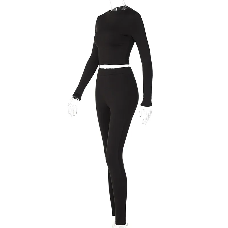 skirt suit set Winter Women Sport Fitness 2 Two Piece Set Outfits Long Sleeve Crop Tops Tshirt Leggings Pants Set Bodycon Tracksuits Women's plus size pant suits for weddings