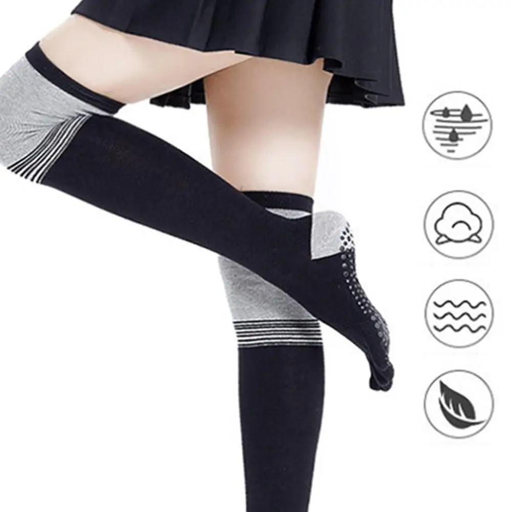 Носки для йоги, длинные носки без пятки для йоги, Нескользящие женские носки для воздушной йоги, теплые носки для занятий танцами, спортивные носки с раздельным носком для йоги