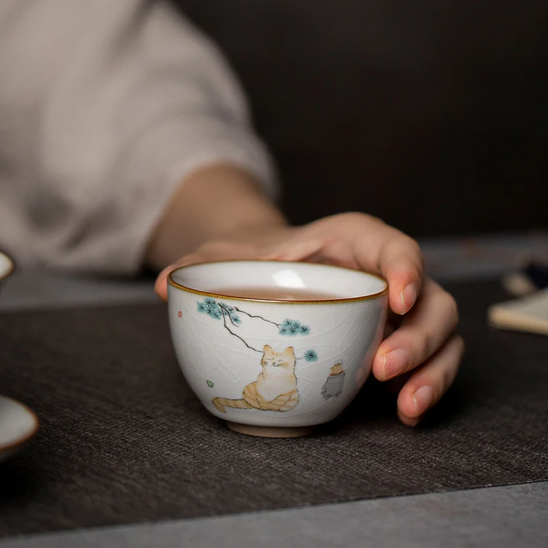 LUWU большая емкость керамическая чайная чашка Милая кошка фарфоровая китайская