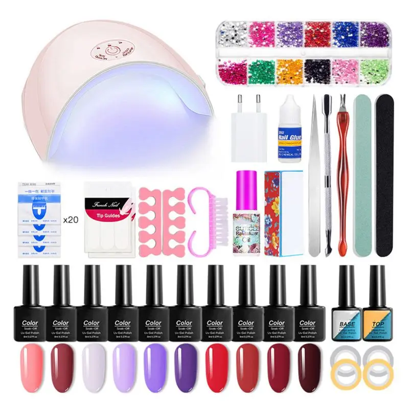 Conduziu a Lâmpada do Unha Construtor com 36w Pces Unha Extensão Kit uv Manicure 52 Gel 8 com 36w uv conduziu a lâmpada do prego manicure kit