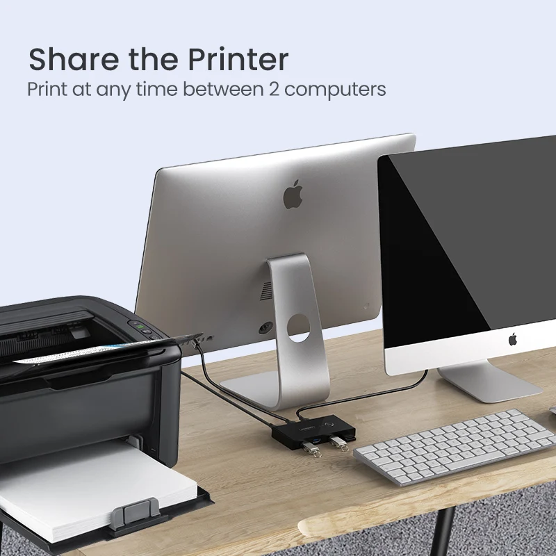 Najtaniej Ugreen przełącznik kvm USB Box USB 3.0 2.0 przełącznik 2 porty udostępnianie 4 urządzenia do monitora myszy klawiatury z 2 kablami USB