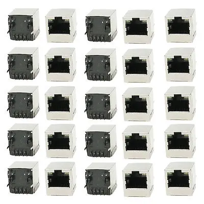 

Vertical PCB Mounting LED Indicator Light RJ45 8P8C Shielded Jacks 25Pcs