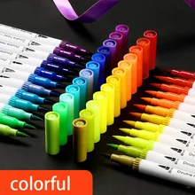 100 цветная мягкая головка Акварельная ручка художественная Студенческая детская ручка с граффити двойная головка Моющийся Маркер для рисования товары для рукоделия