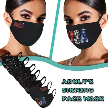 

7pc Adult Unisex Sand Exhaust Sunscreen Face Mask Breathable Cycling Mask Fashion Sexy Glitter Rhinestone Mask Diamond Crytal