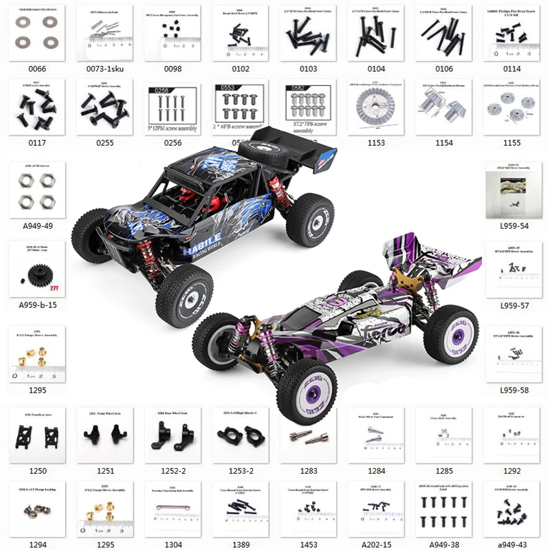 

WLtoys 124018 124019 1/12 RC Car Original Spare Parts Front Rear Axle Cup Differential Gear Optical Axis Ball Head Screw Nut Set