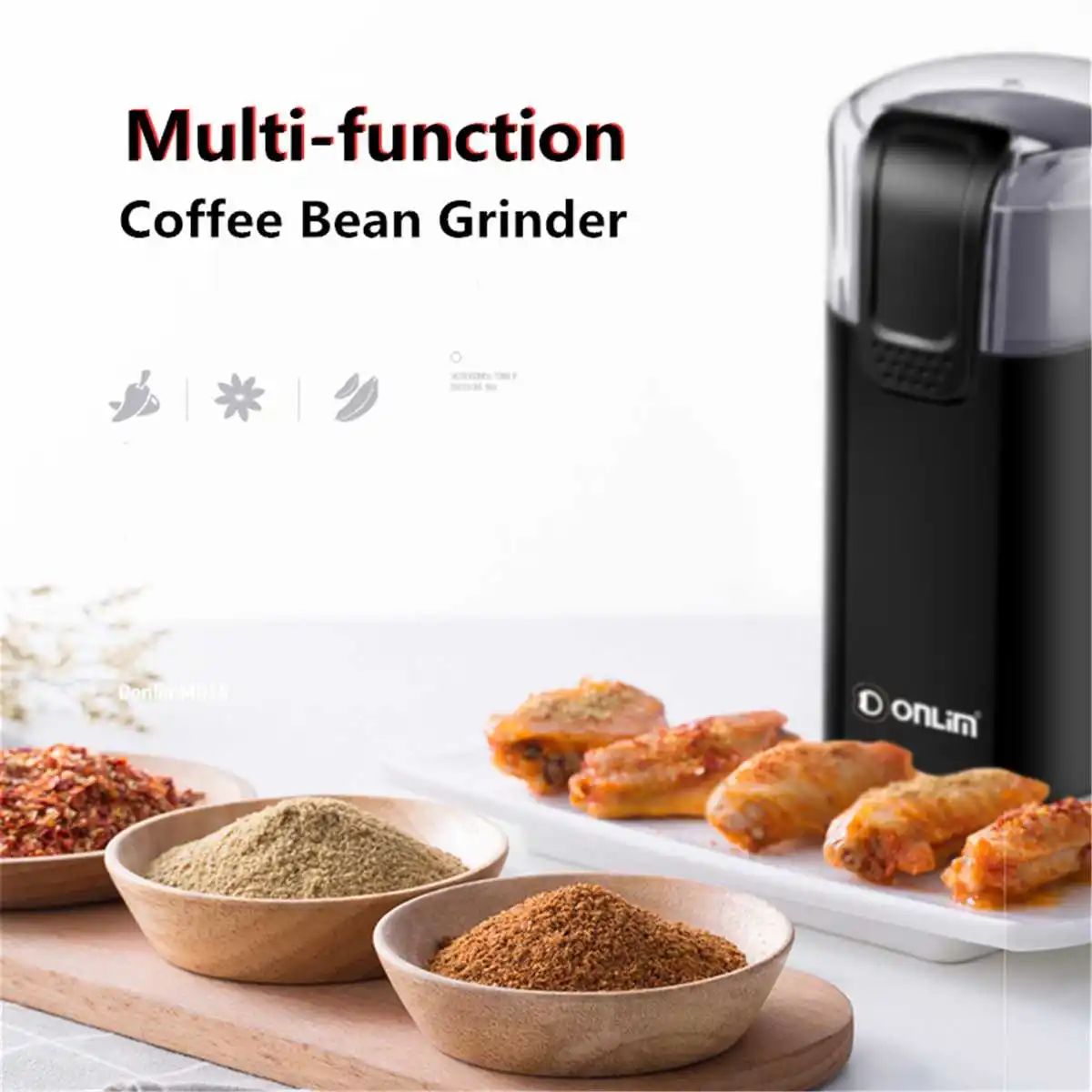  150W Electric Coffee Grinder Mini Kitchen Salt Pepper Grinder Powerful Spice Nuts Seeds Coffee Bean - 4000370945590