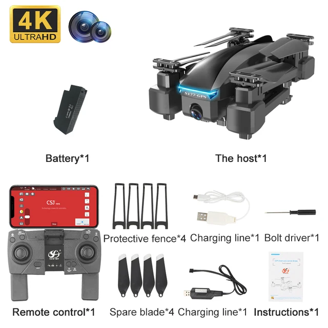 2021NEW S177 Remote Control Drone GPS 4k 5G WIFI Wide Angle Dual Camera Helicopter FPV Rc Distance 600m Quadcopter Birthday Gift