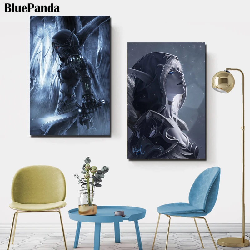 Warcraftes World Sylvanas Dark Elf Pictures Wall Art Prints Canvas Painting Home Decor Artwork Poster | Дом и сад