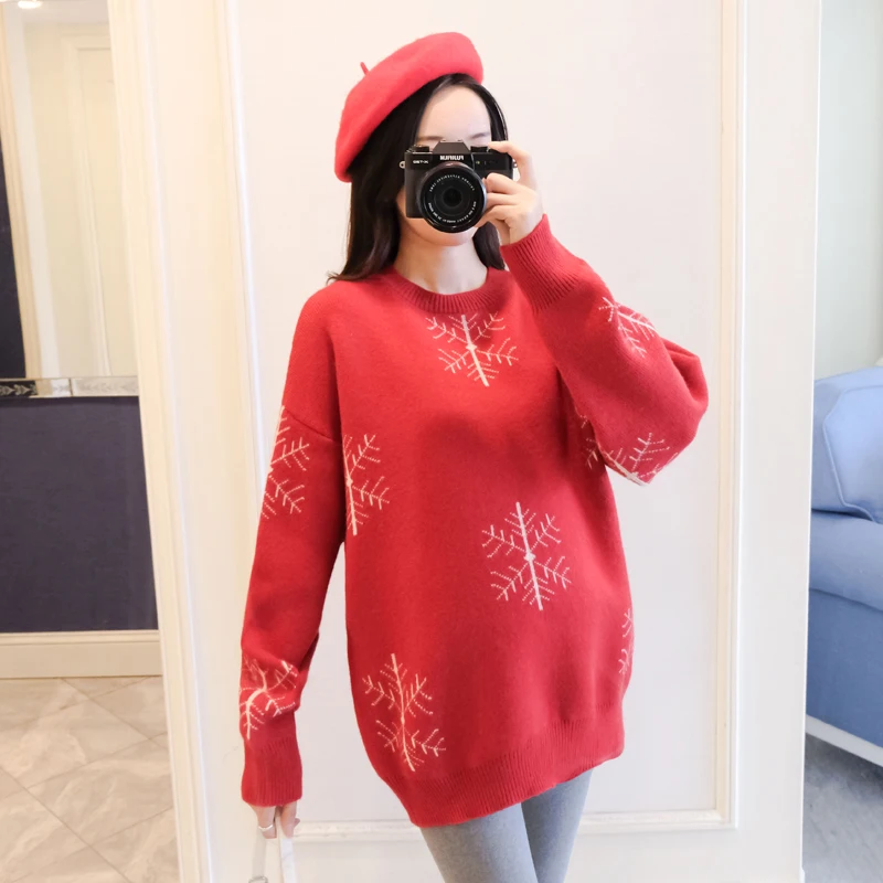 6077# Autumn Winter Knitted Maternity Sweaters Clothes for Pregnant Women Warm Pregnancy Clothing