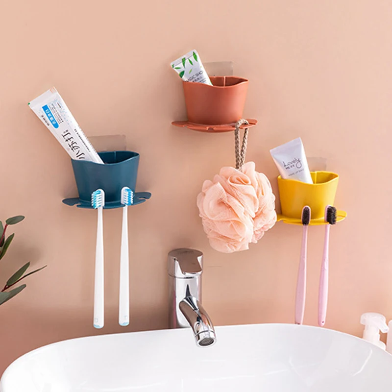 Rack Toothbrush-Holder Toothpaste-Storage Bathroom-Organizer Wall-Mounted Multifunction