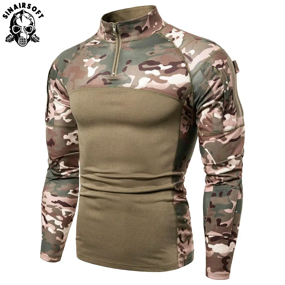 SINAIRSOFT Мужская армейская зеленая тактическая футболка с длинным рукавом
