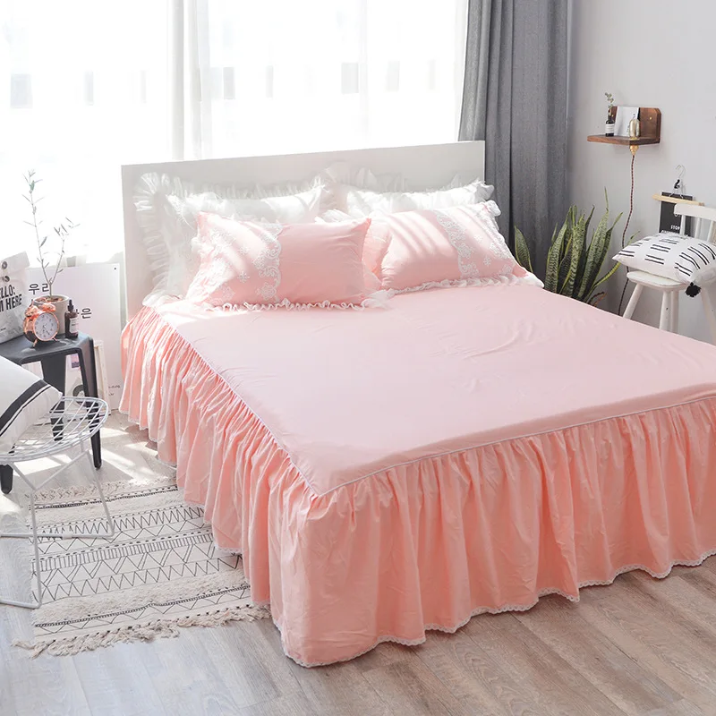 

1pcs Romantic solid Lace Bed Skirt soft Ruffle bed Cover Bedspread mattress HomeTextile Full Twin Queen King Size No Pillowcase