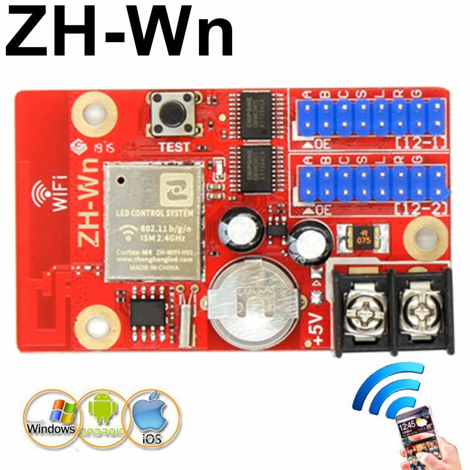 

ZH-Wn wifi led controller 320*32 pixels wireless single color P10 module led moving sign control card
