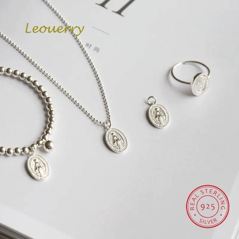 

Leouerry 925 Sterling Silver Jewelry Set Virgin Mary Pendants/Necklaces/Bracelets/Rings Set for Catholic Religious Jewelry Set
