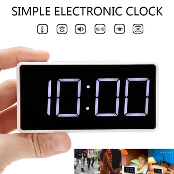 

Modern LED Digital Bedside Alarm Clock Mirror Screen Table Alarm Clock Thermometer Snooze Function Electric Clock for Student
