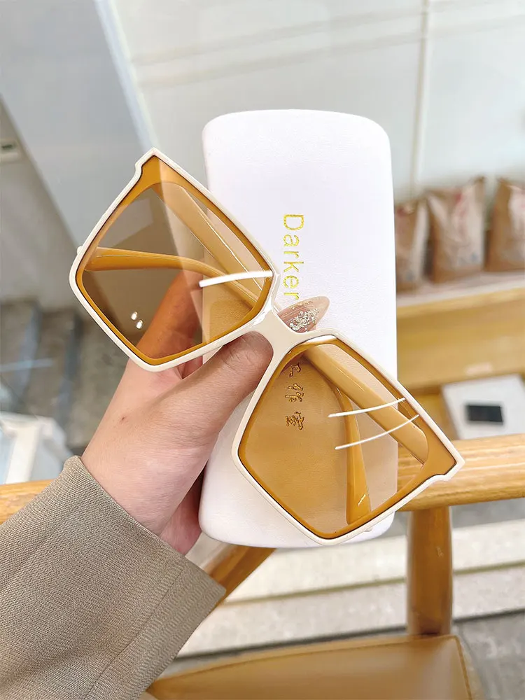 Imwete 2021 Square Sunglasses Women Men Vintage Oversized Sun Glasses Shades Female Luxury Gradient Outdoors Sunglasses UV400 white sunglasses women