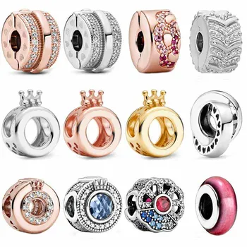 

Sparkling Rose Logo & Crown O Open Heart Stylish Wish Pink Fan Clip Charm Fit Bracelet 925 Sterling Silver Bead Diy Jewelry